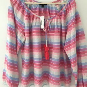 J. Crew Women Medium Tassle Bohemian Long Sleeve Top